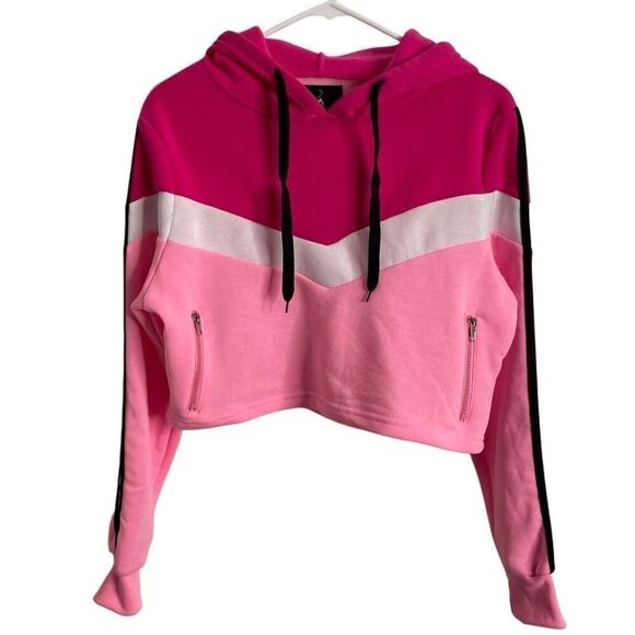 Vtg Y2K Baby Phat Womens Cropped Hoodie M Neon Pink Spice Girls Blokette - Picture 1 of 7